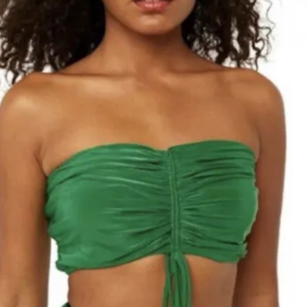 Misa Los Angeles Thera Bandeau Crop Top Kelly Green Womens Size Large Summer NEW